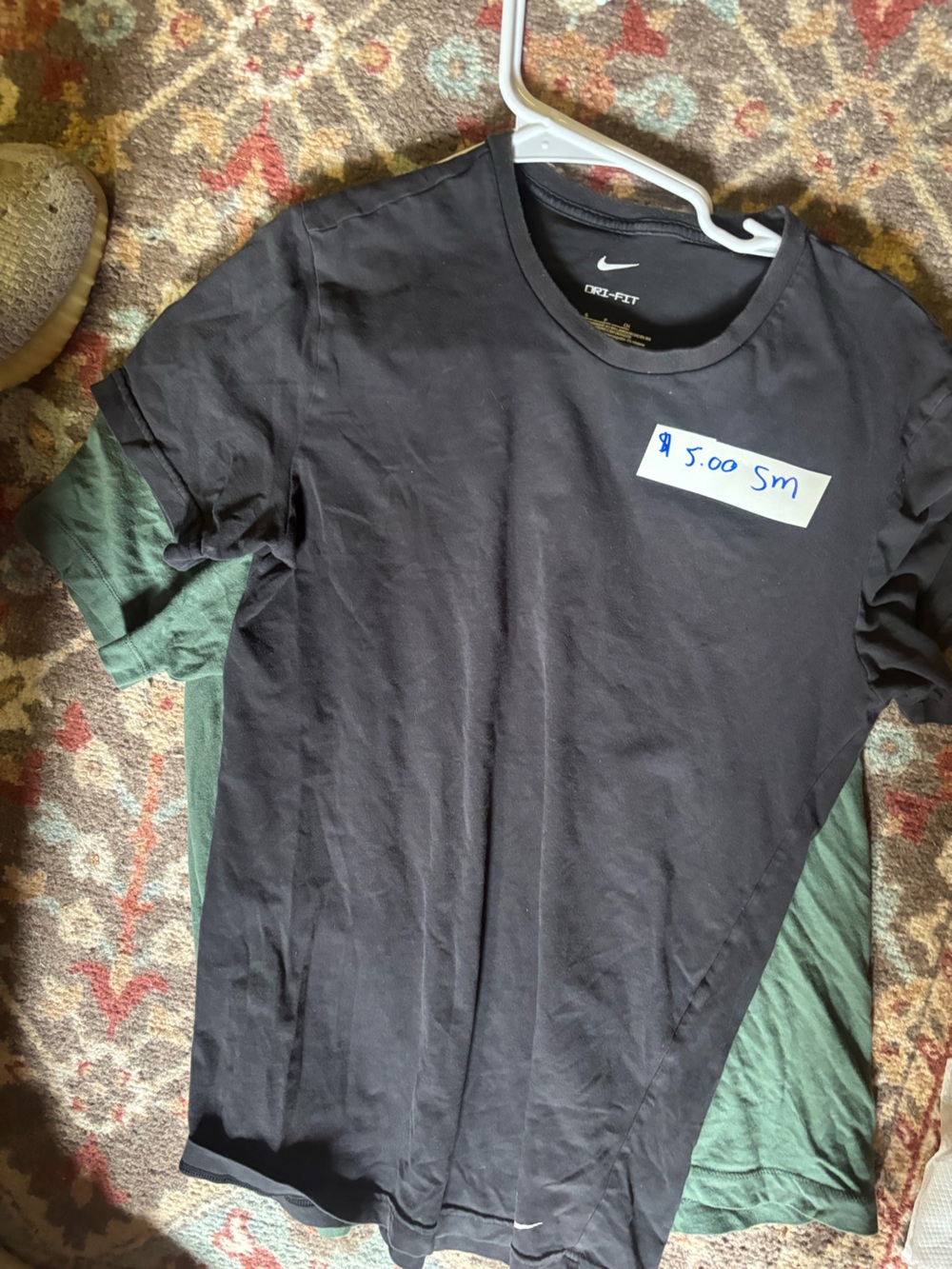 Nike dri-fit Black Crewneck T-Shirt with Green Tee Layered Look